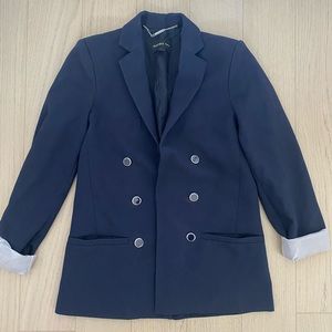 Mango navy double breasted blazer XXS